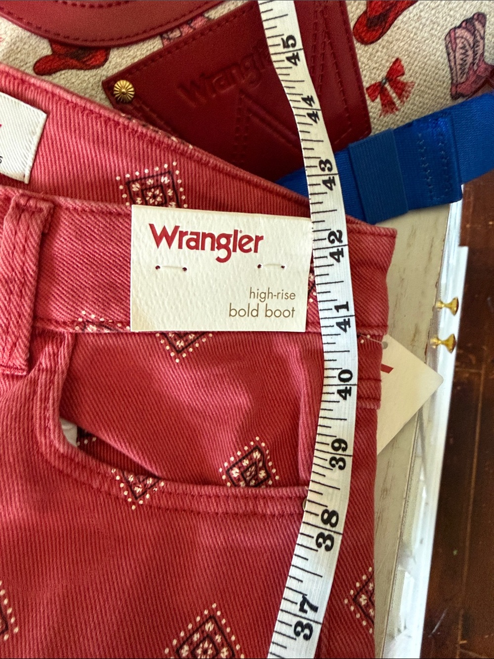 Wrangler Red Printed Bootcut Jeans - Picture 8 of 9